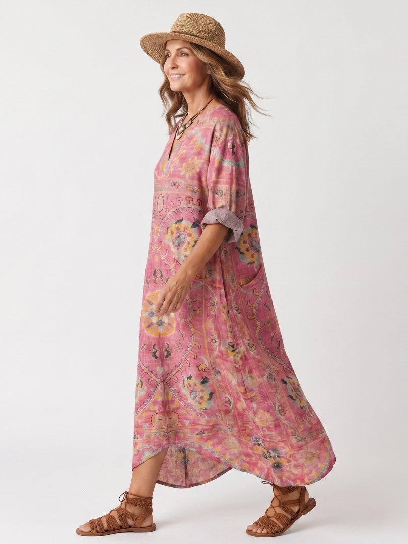 Arsène | Robe Midi Imprimée à Poches