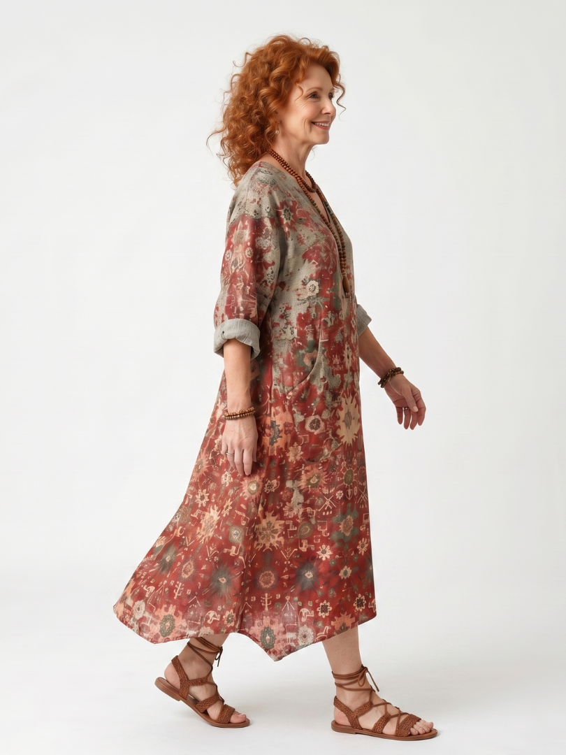 Ballade | Robe Midi Imprimée à Poches