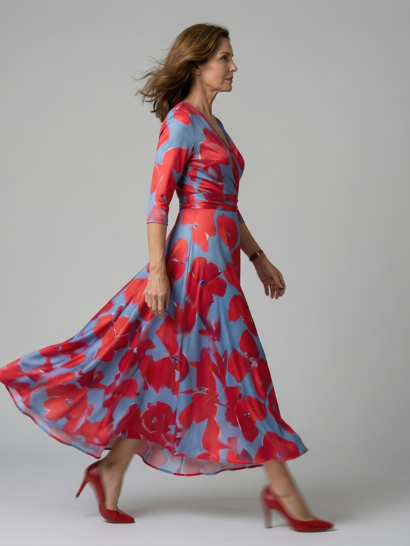 Coralie | Robe Midi Croisée à Col