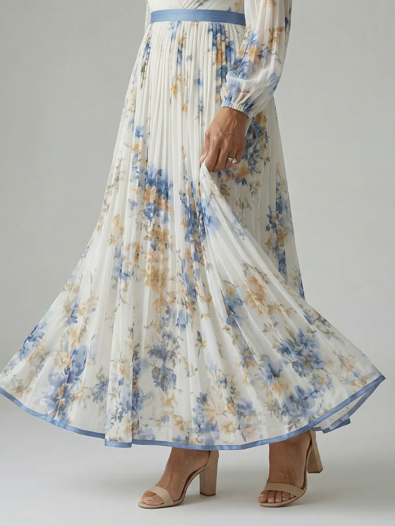 Noémie | Robe Midi Plissée Cache-Cœur