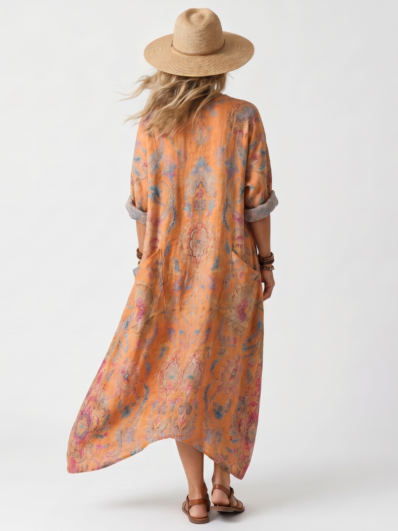 Aliénor | Robe Midi Imprimée à Poches