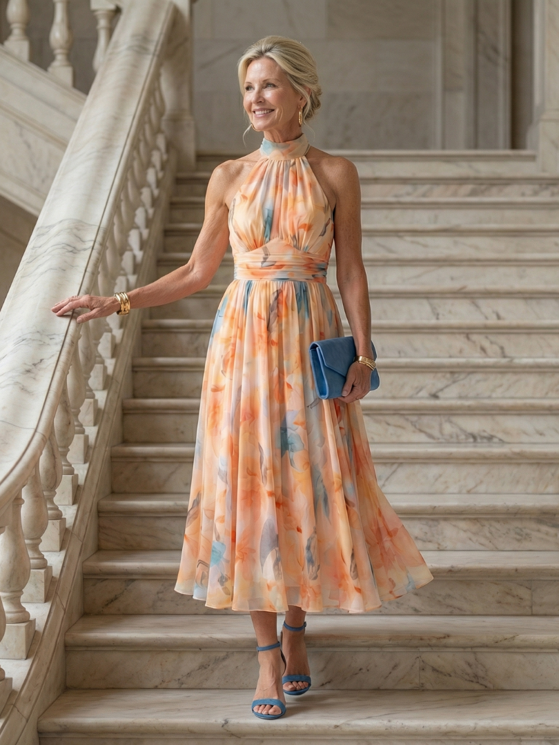 Camille | Robe Midi à Col Halter