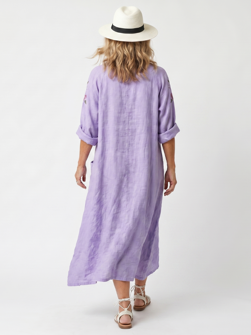Bellone | Robe Midi Brodée à Poches
