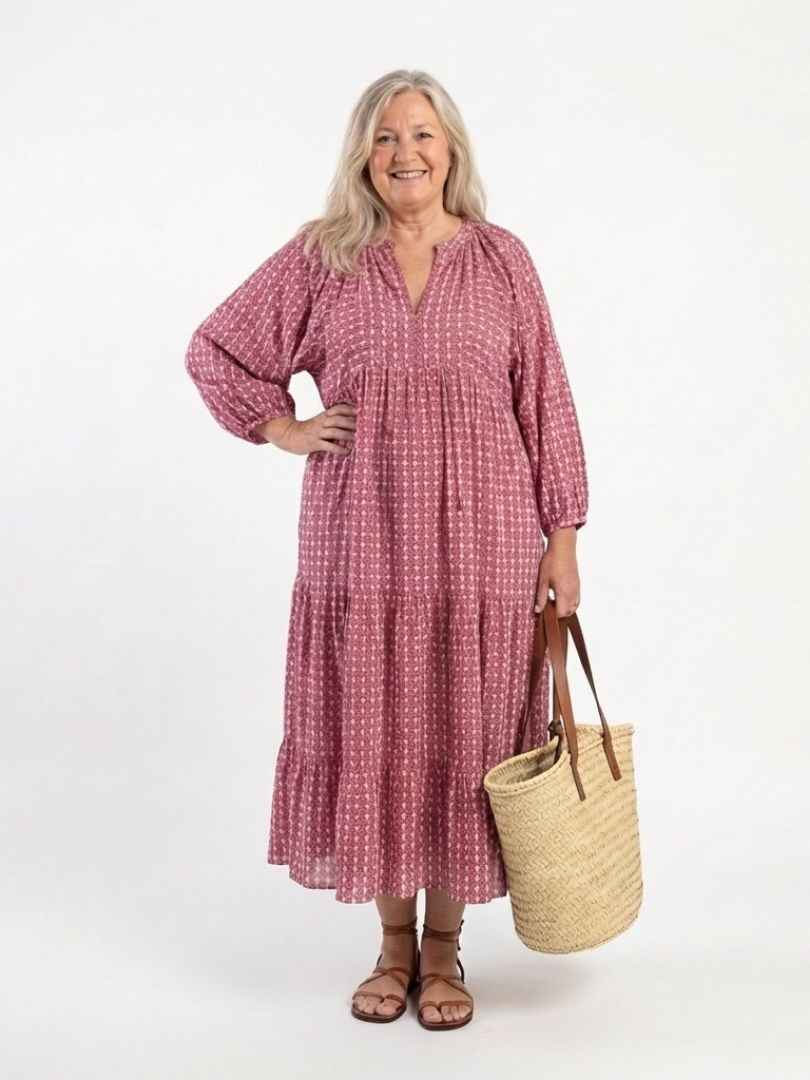 Alféa | Robe Midi Géométrique à Nouer