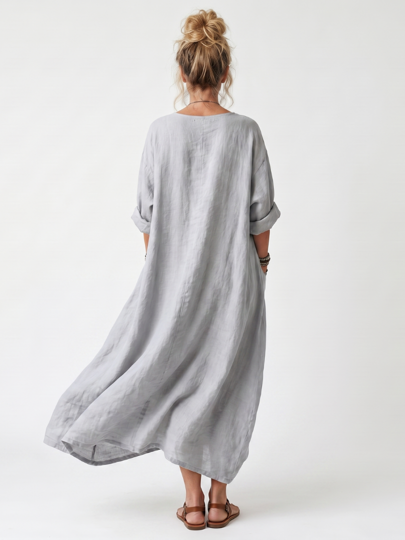 Adaline | Robe Midi Brodée Contrastée