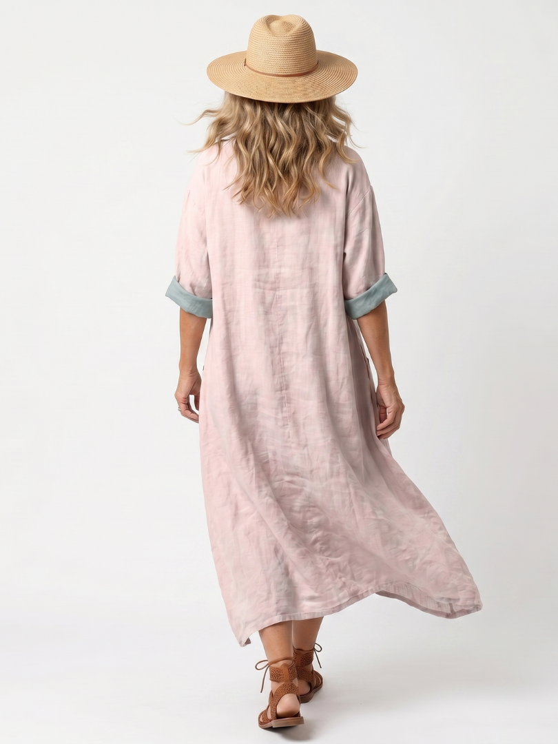 Amaury | Robe Midi Brodée à Poches