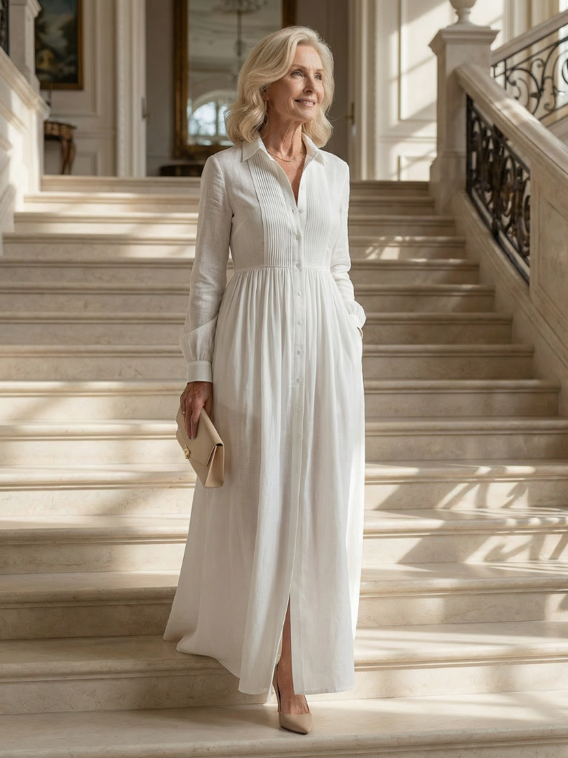 Élise | Robe Maxi Soft Flow Blanche