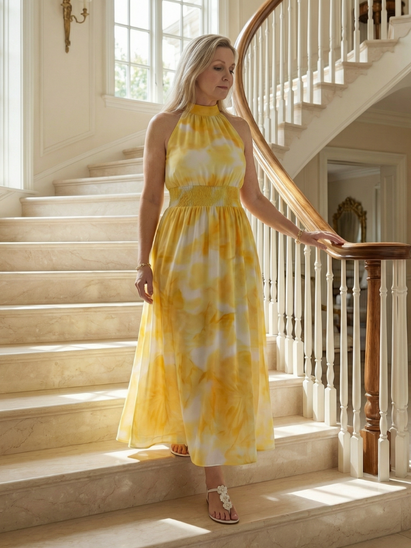 Anaïs | Robe Midi Halter Froncée