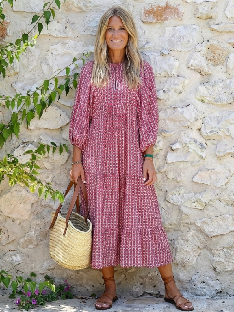 Alféa | Robe Midi Géométrique à Nouer