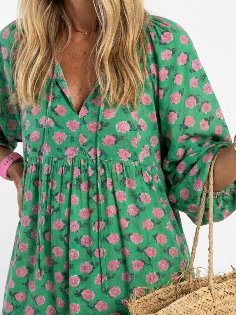 Annouck | Robe Midi Fleurie à Volants