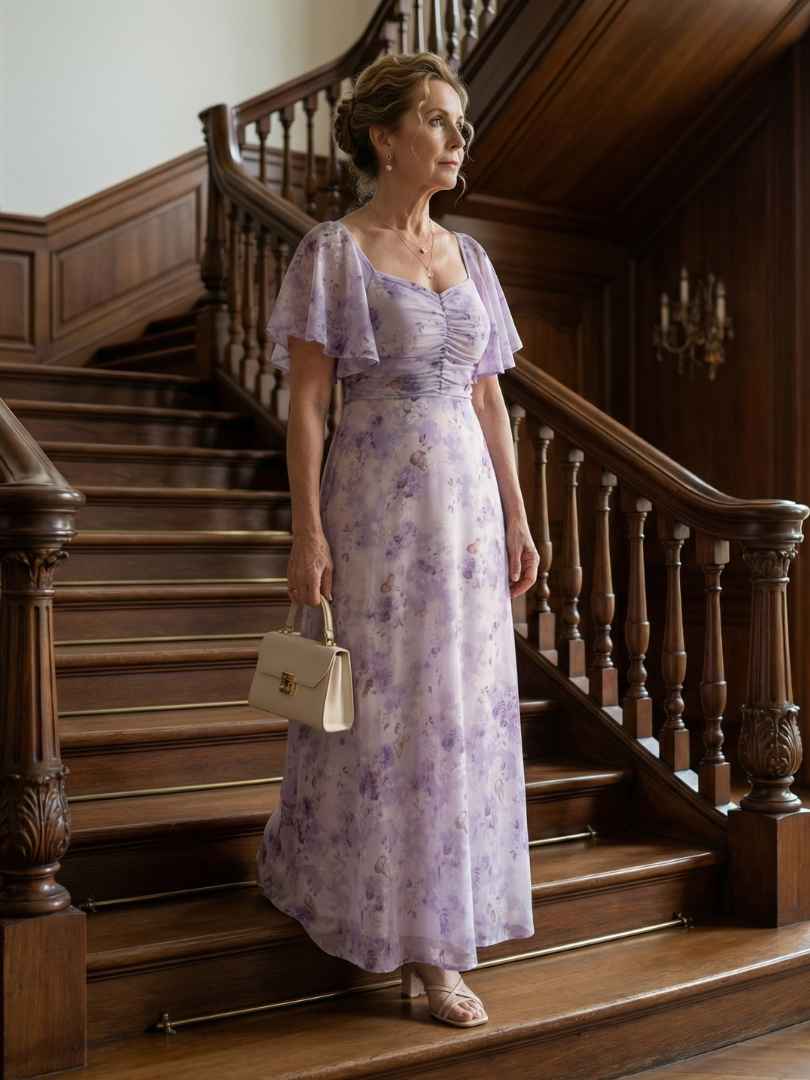 Delphine | Robe Midi Manches Volantes