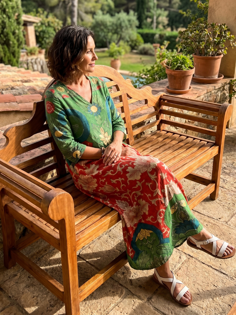 Alphonsine | Robe Midi Fleurie à Taille Froncée