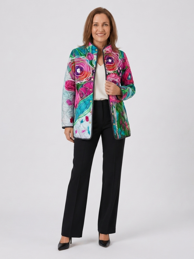 Geneviève | Veste Matelassée Aquarelle Florale