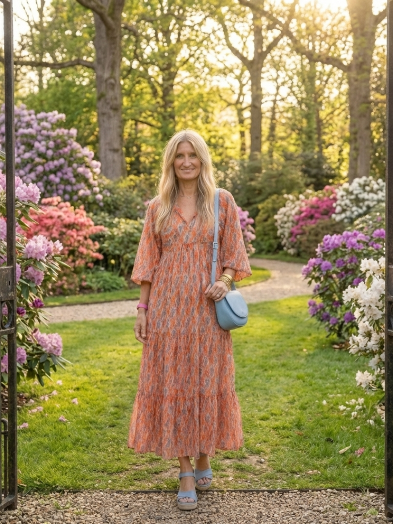 Chloé | Robe Midi Géométrique à Volants
