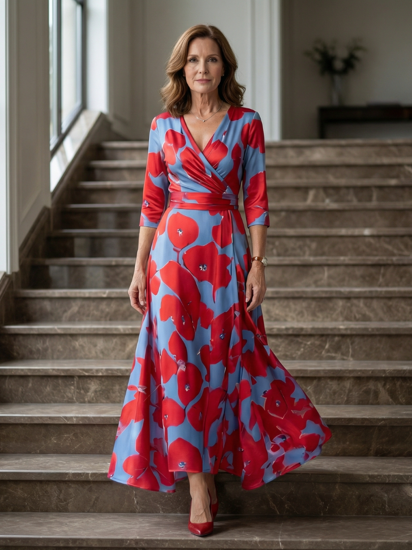 Coralie | Robe Midi Croisée à Col