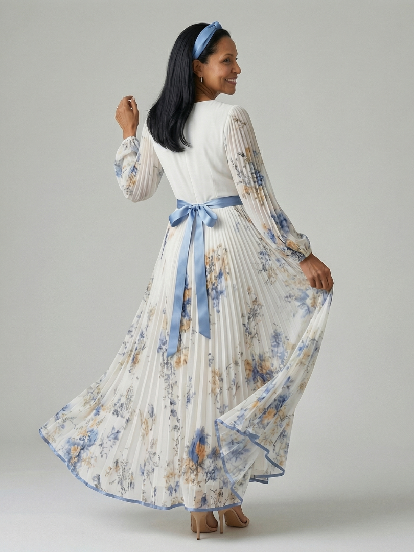 Noémie | Robe Midi Plissée Cache-Cœur