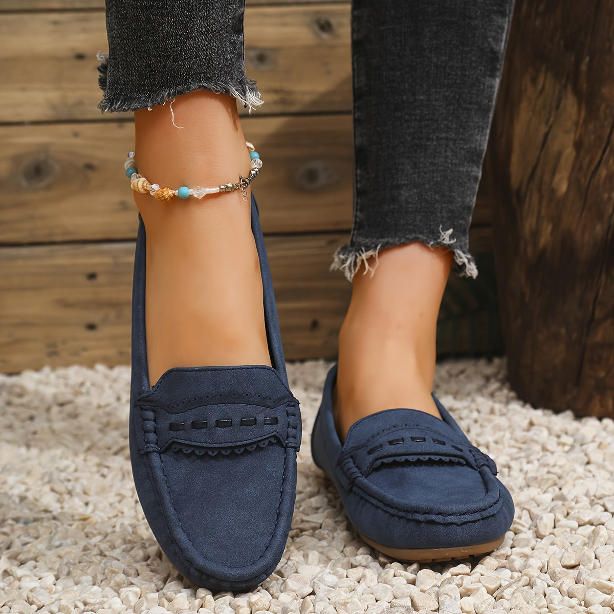 Léonelle | Mocassins Effet Daim Festonnés