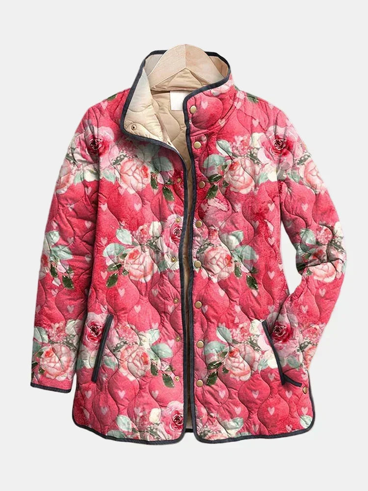 Bernadette | Veste Matelassée Roses Poudrées