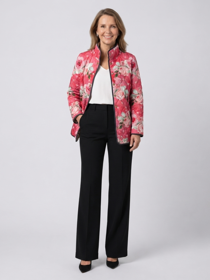 Bernadette | Veste Matelassée Roses Poudrées