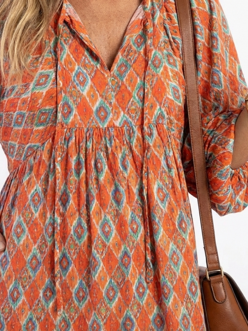 Chloé | Robe Midi Géométrique à Volants