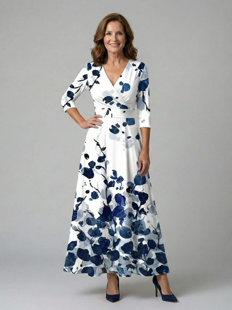 Coralie | Robe Midi Croisée à Col