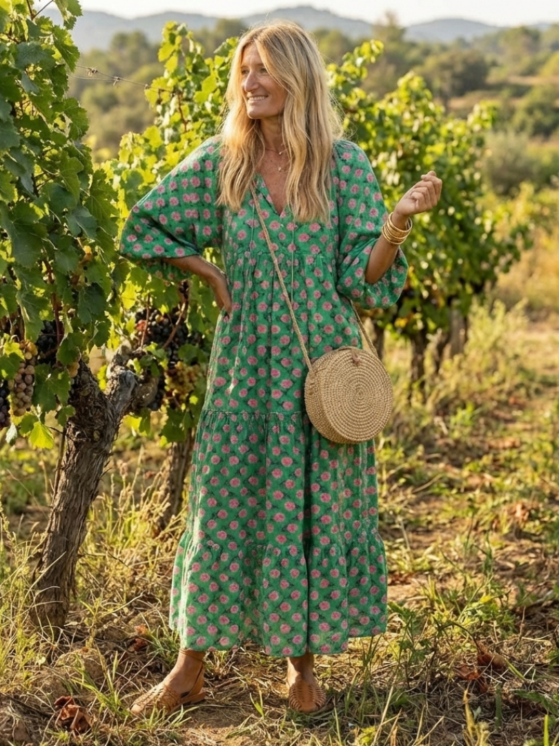 Annouck | Robe Midi Fleurie à Volants