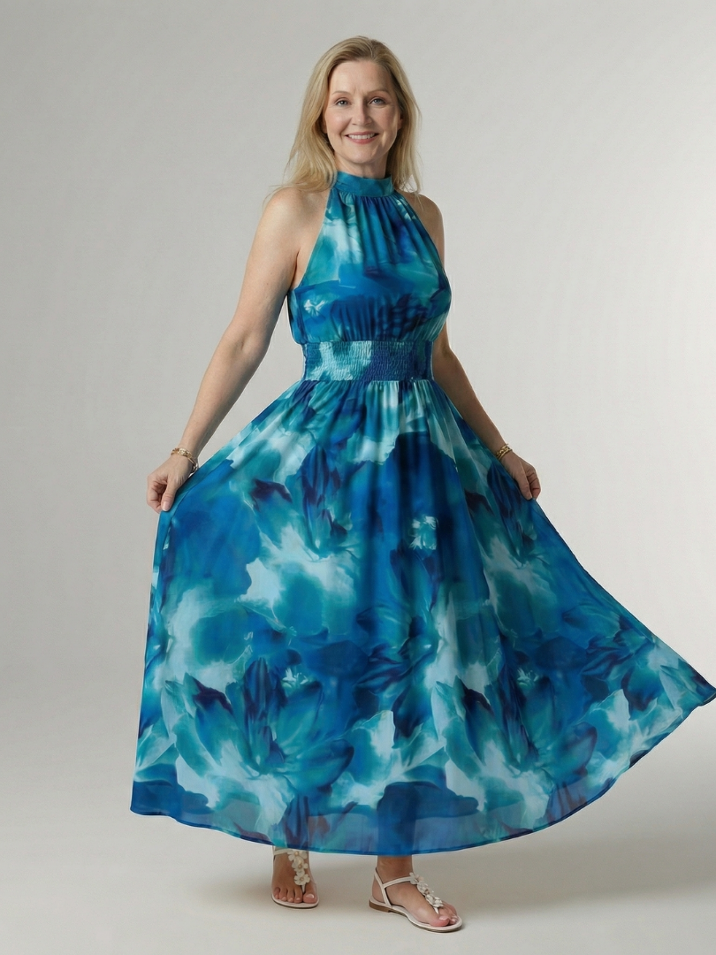 Anaïs | Robe Midi Halter Froncée