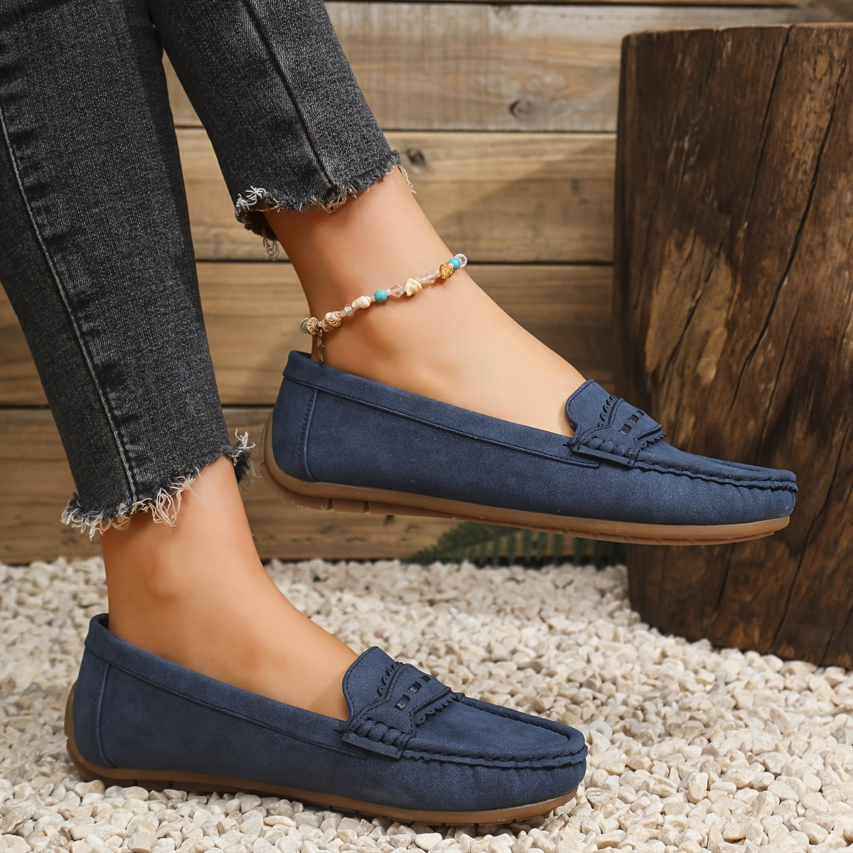Léonelle | Mocassins Effet Daim Festonnés
