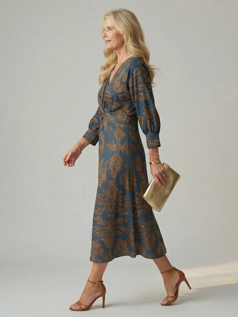 Estelle | Robe Midi Portefeuille Naturelle