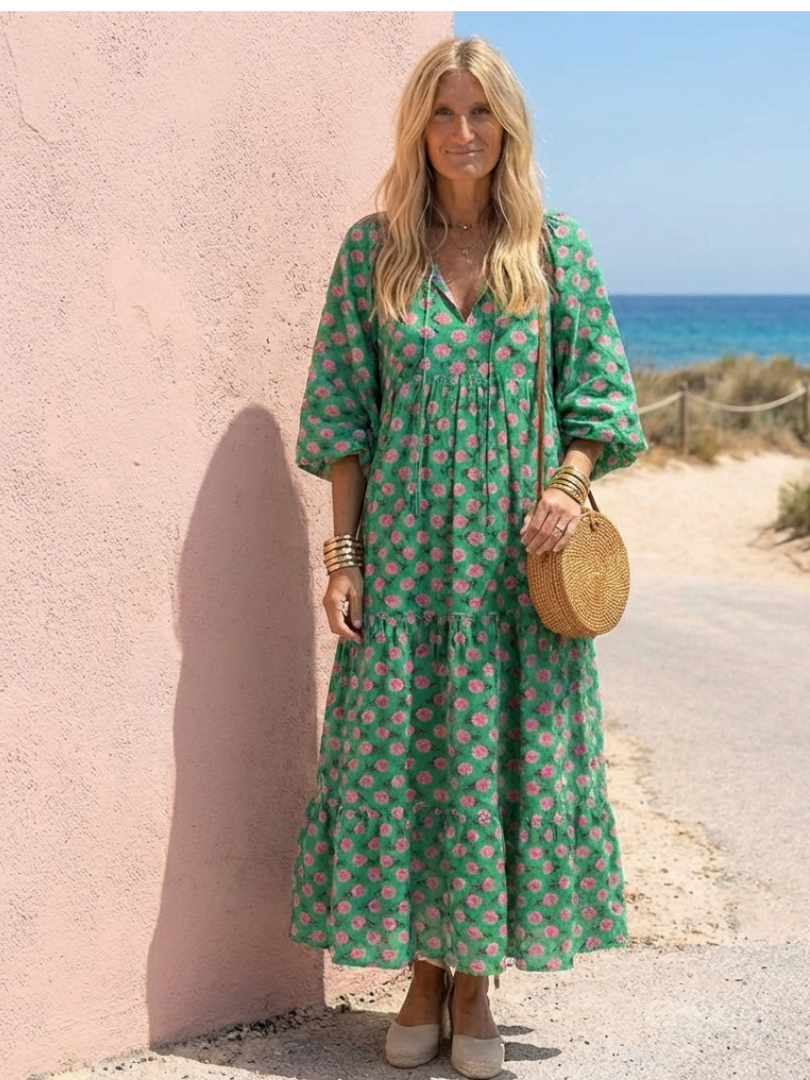 Annouck | Robe Midi Fleurie à Volants