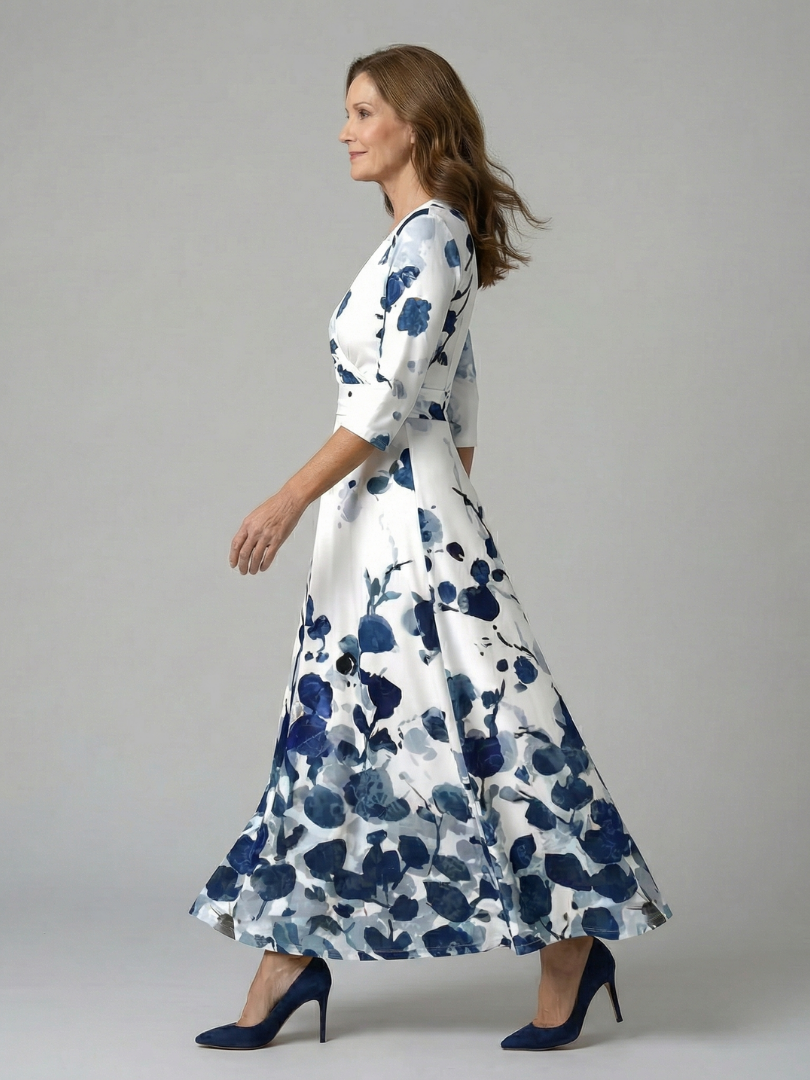 Coralie | Robe Midi Croisée à Col