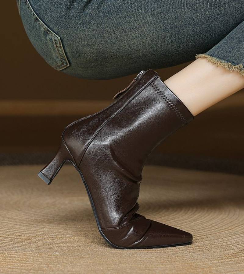 Charlette | Bottines en cuir à talon élégant