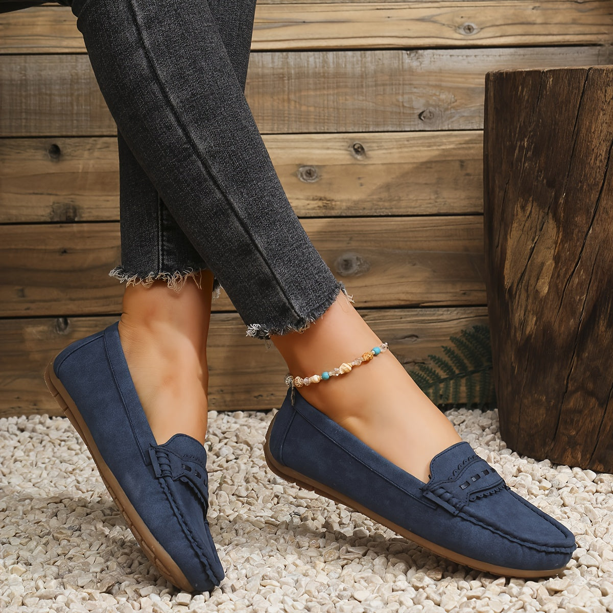 Léonelle | Mocassins Effet Daim Festonnés