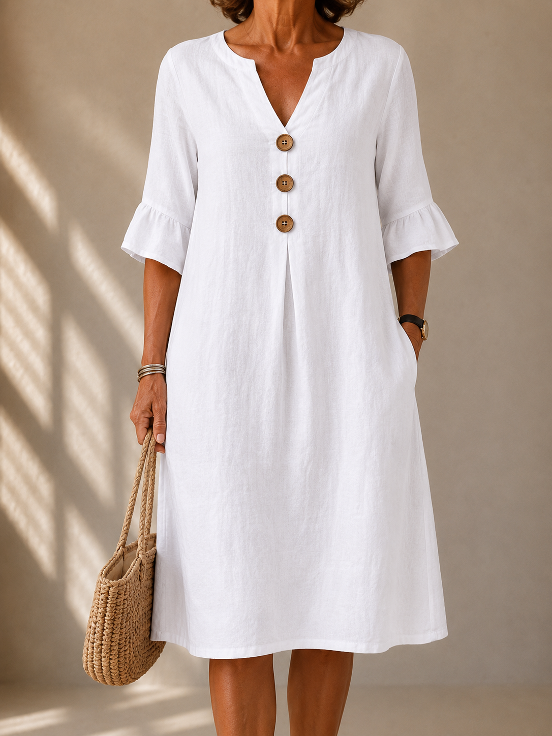 Gaëlle | Robe Boutonnée Manches Corolle