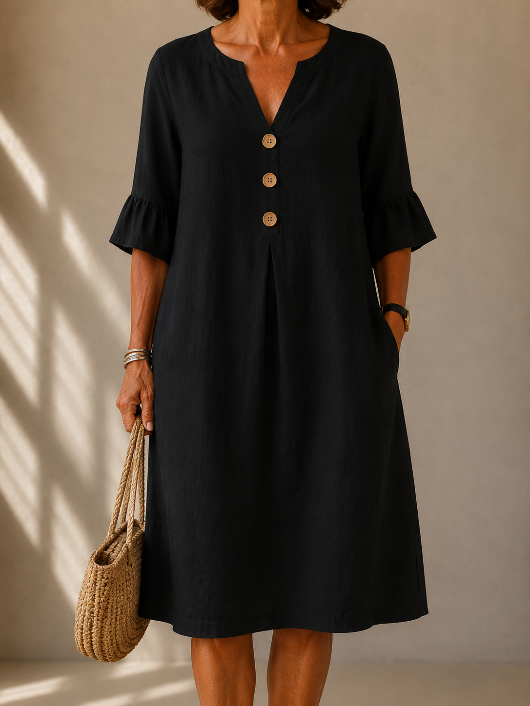 Philippa | Robe Boutonnée Coupe Fluide