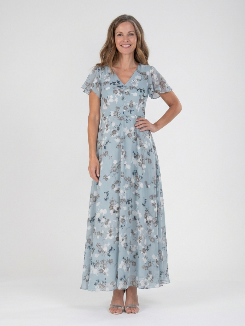 Louise | Robe Maxi en Chiffon Floral