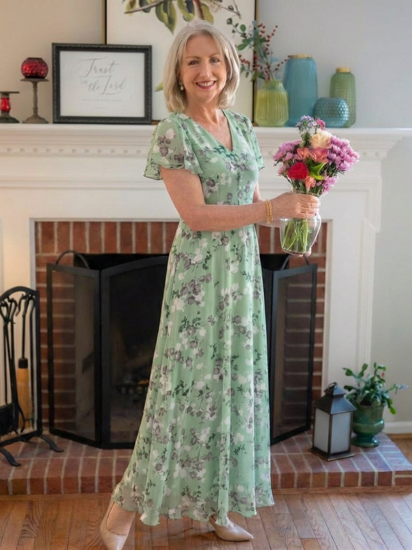 Louise | Robe Maxi en Chiffon Floral