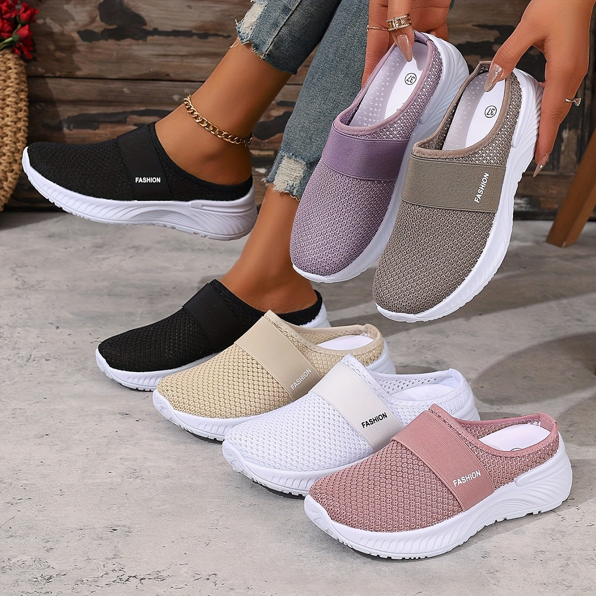 Perrine | Baskets Mules Mesh Respirant