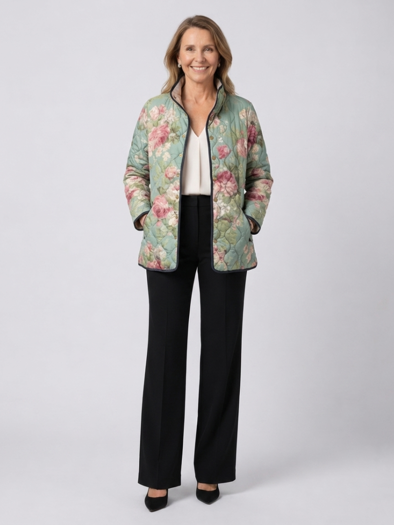 Danielle | Veste Matelassée Roses Anciennes