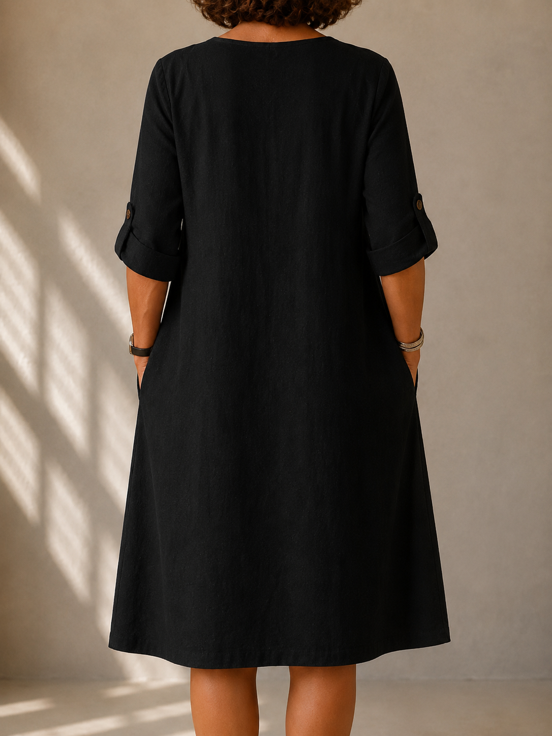 Bertille | Robe Droite Manches Retroussées