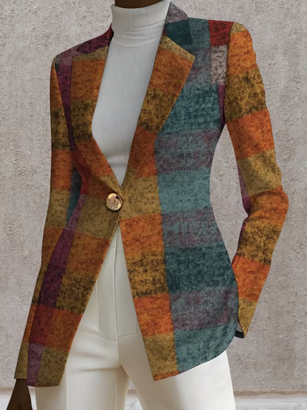 Amandine | Veste Blazer Carreaux Automne
