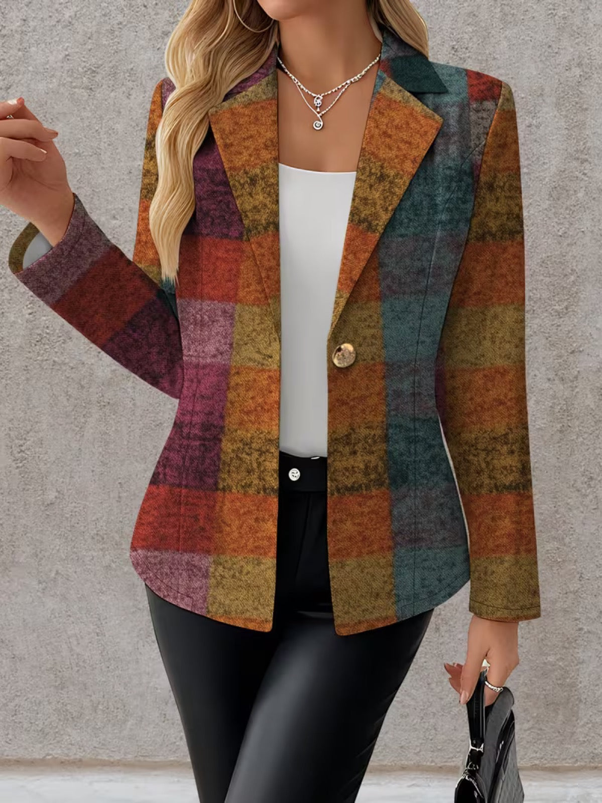 Amandine | Veste Blazer Carreaux Automne