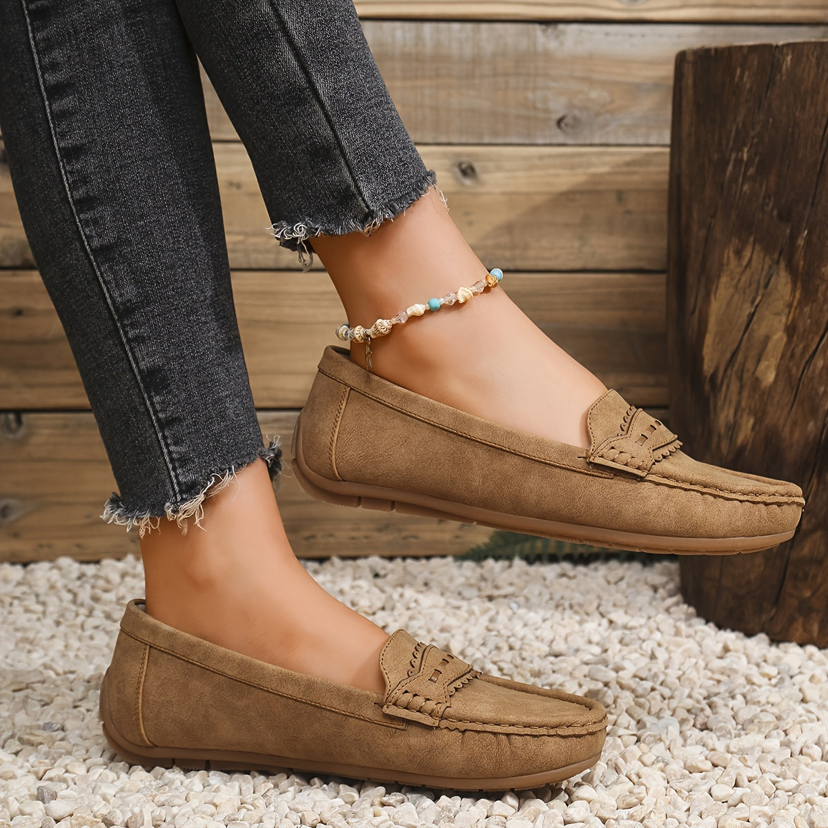 Léonelle | Mocassins Effet Daim Festonnés