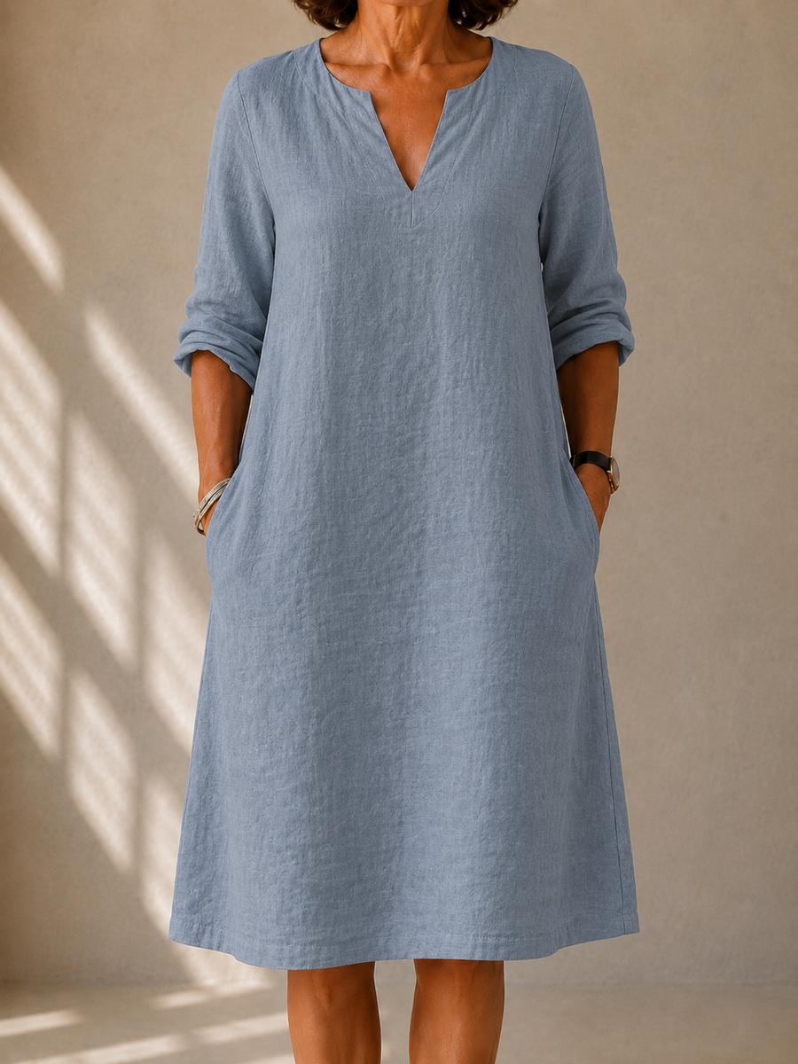 Bathilde | Robe Douce Col Tunisien