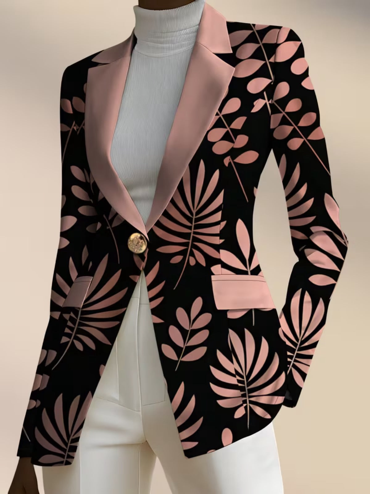 Odette | Veste Blazer Feuillage Rose