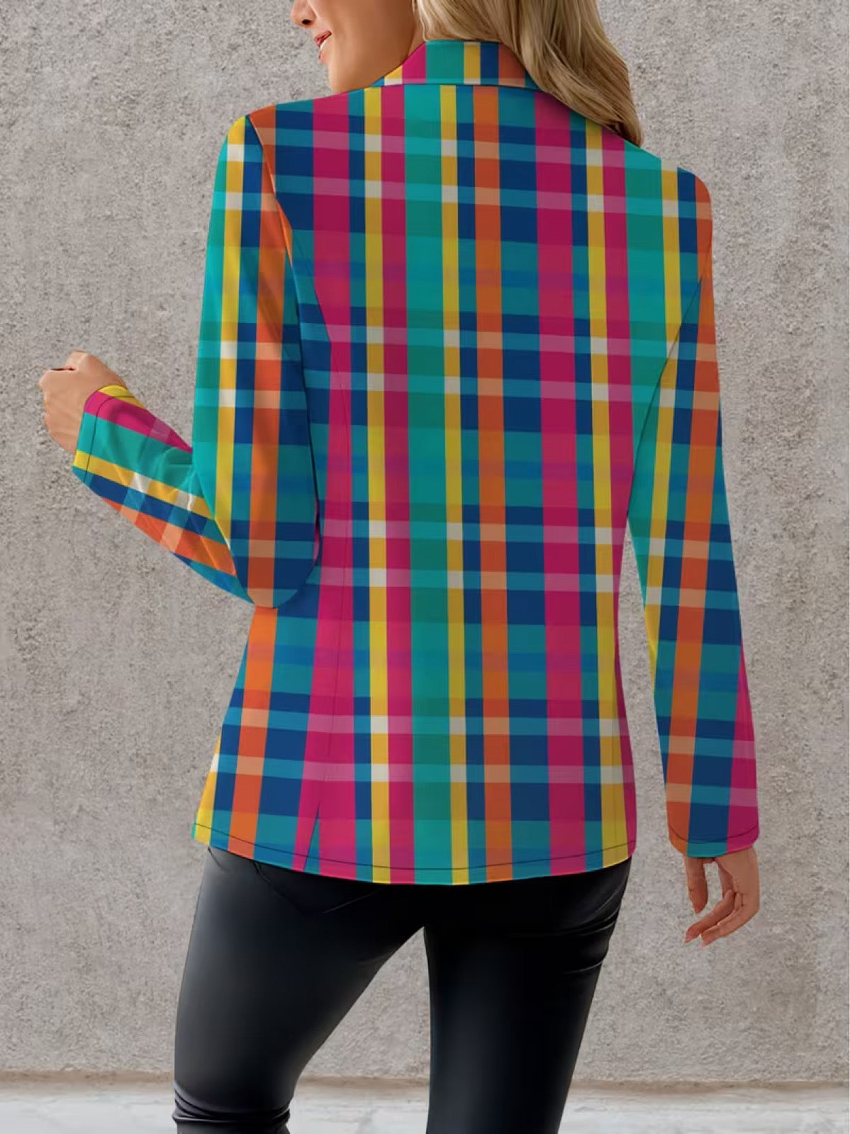 Rosaline | Veste Blazer Carreaux Arc-en-Ciel