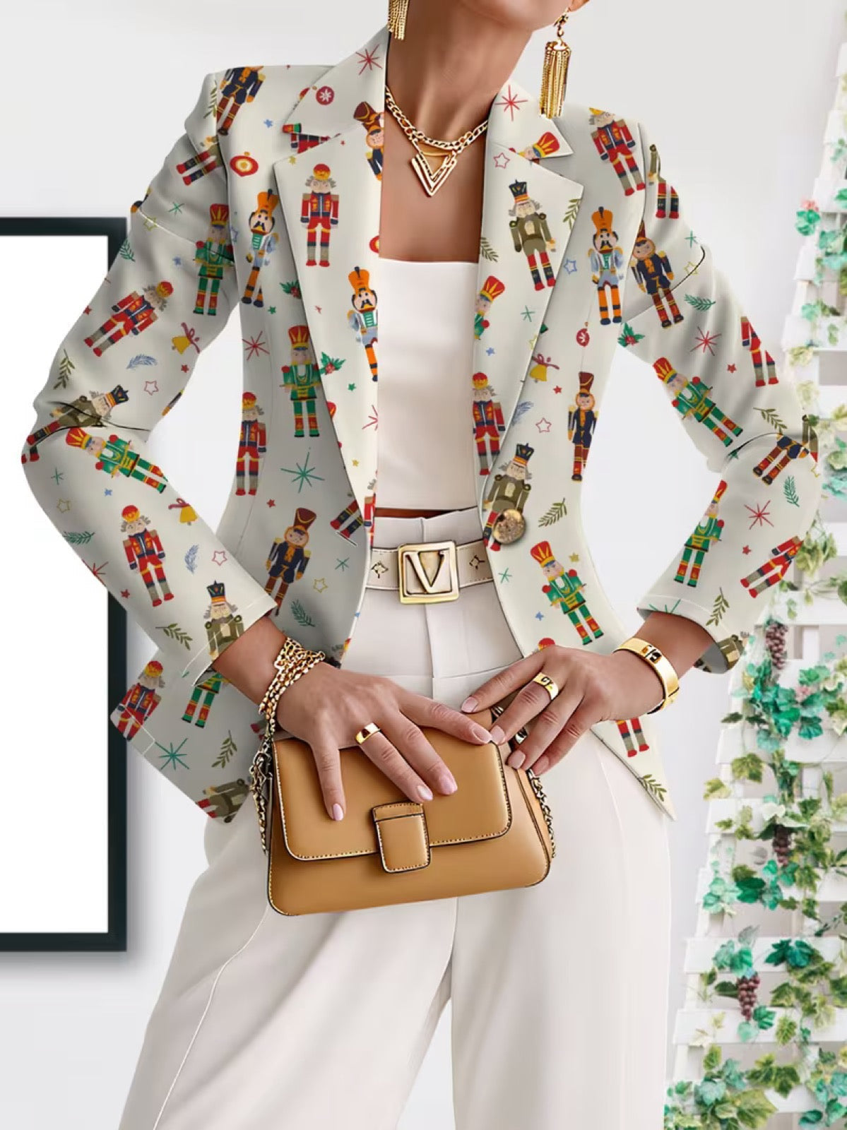 Vivienne | Veste Blazer Imprimé Casse-Noisette