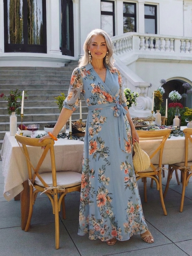 Chloé | Robe Maxi Cache-Cœur à Col en V Floral